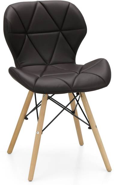 Finch Fox Eames Replica Faux Leather Cafeteria Dining Chair in Brown Color Leatherette Dining Chair