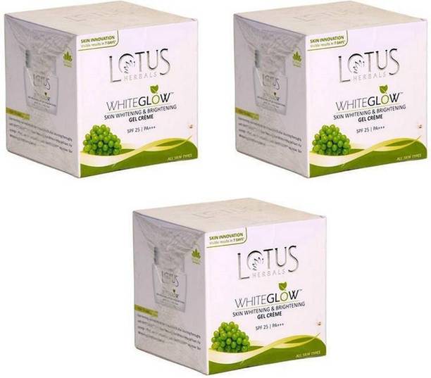 LOTUS Whiteglow Skin Whitening Brightening Gel Cream SPF 25 (pack of 3)