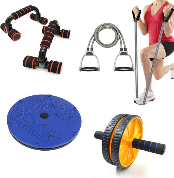 LIVOX Tummy Twister Abdominal ABS Exerciser, Toning Tube and Ab Roller with Push up bar एब व्यायाम करने वाला