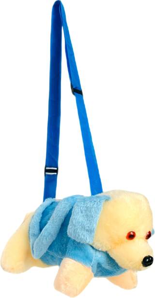 Cult Factory Dog Plush Stylish Furry Cute Soft Toy Cross Body Sling Bag Blue colour For Girls, Kids, Women, Children Plush Bag