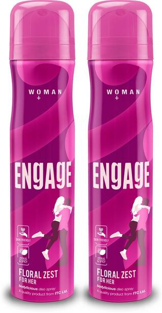 Engage Floral Zest Deodorant for Women, Citrus and Floral, Skin Friendly, 150ml Pack of 2 Deodorant Spray  -  For Women