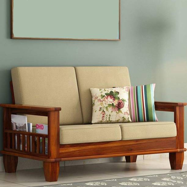 saamenia furnitures Solid Sheesham Wood 2 Seater Sofa For Living Room / Office Fabric 2 Seater  Sofa
