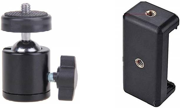 subton Metal Ball Head with Monoclip Mobile Holder Clip Bracket | Swivel Mount with 360 Degree Rotation | Compatible With All Smartphones & Tripod with 1/4 inch Thread Size Monopod, Tripod, Tripod Kit, Tripod Ball Head, Tripod Bracket, Tripod Clamp, Monopod Kit