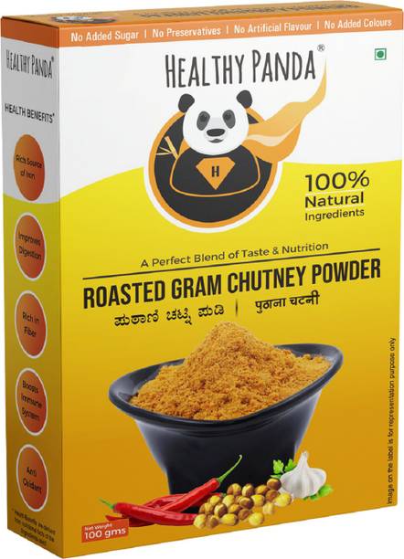 HEALTHY PANDA Roasted Bengal Gram Dal Chutney Powder / Chana Dal Chutney Powder/ Fried Gram Dal Podi (Puthani Chutney) (Putnala Podi) (Pappula Podi) (Pottukadalai Podi) (200 gms) 100Gms X pack of 2 Chutney Powder