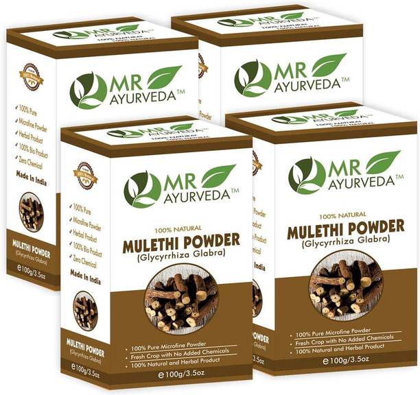 MR Ayurveda Organic Mulethi Powder ( Glycyrrhiza Glabra ) - Pack of 4