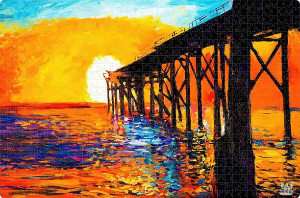 Webby Sunset Over the Bridge Wooden Jigsaw Puzzle, 1000 Pieces