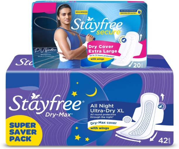 STAYFREE Dry-Max All Night XL, Dry XL Sanitary Pad