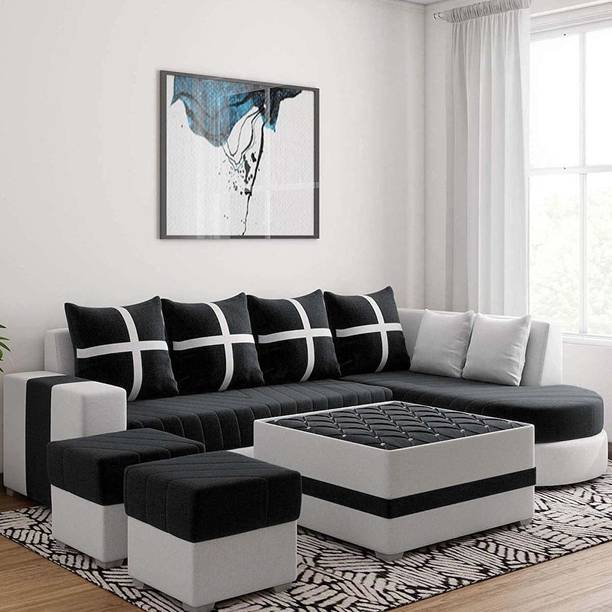 lifestyle furniture DAMASS BLACK RIGHT Leatherette 8 Seater  Sofa