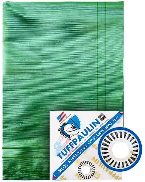 TUFFPAULIN 10FTX8FT-120GSM-GREEN Tarpaulin Tent - For Truck body, Car, Bike and Train Wagon Cover, Grain Covers