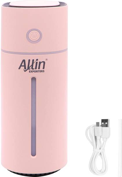 Allin Exporters Room Mini Ultrasonic Humidifier USB Portable Air Purifier Nano Atomization with LED Light & Filter Type for Car, Office Table, Cabin Humidifier