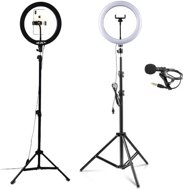 ADZOY Premium 10" Selfie Light with 6.9ft Tripod with Collar Mic Ring Flash