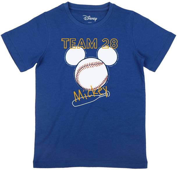 Mickey Mouse Family Boys Typography, Printed Pure Cotton Regular T Shirt