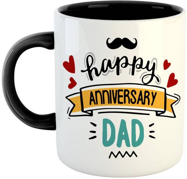 ARTBUG Happy Anniversary DAD Ceramic Coffee - Best Gift for Dad/Papa/Father on Birthday / Father's Day, Anniversary -Black Ceramic Coffee Mug