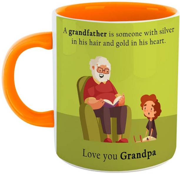 ARTBUG Love You Grandpa Ceramic Coffee Best Gift for Grandfather Birthday, Anniversary, Grand Parents Day -Orange Ceramic Coffee Mug