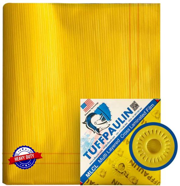 TUFFPAULIN 12FTX12FT-150GSM-YELLOW Tarpaulin Tent - For Truck body, Car, Bike and Train Wagon Cover, Grain Covers, Pond Liners, Poultry Curtains, Fumigation Cover, Industrial Equipment Cover, more than 1000 applications - providing, shelter from inclement weather, protecting flooring from paint drips