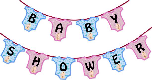 ZYOZI Gender Reveal Party Baby Shower Decorations Pink and Blue Baby Shower Banner (T Shirt Shape) Banner