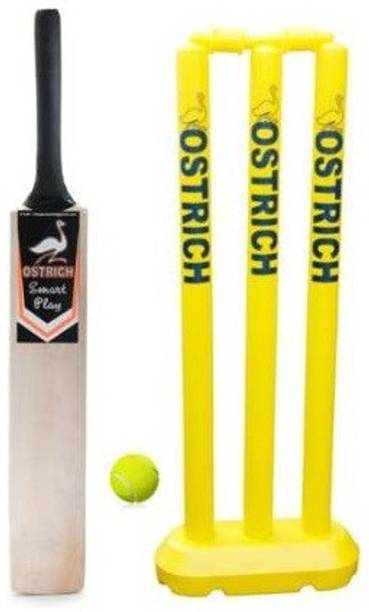 Ostrich Smart Play Cricket Kit Combo For 6-7 Years Juniors Pack Of 1 Piece Wooden Cricket Bat 1 Piece Tennis Ball क्रिकेट किट