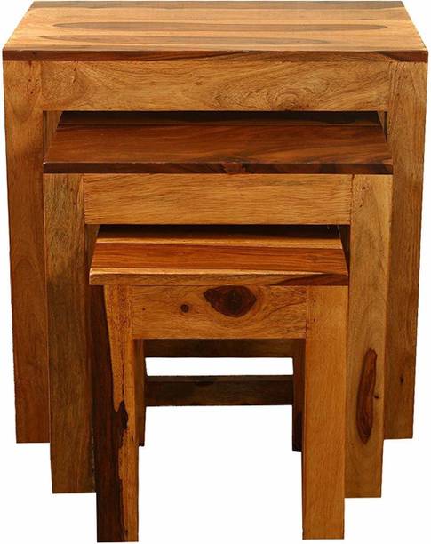 UNITEK FURNITURE Sheesham Wooden Nesting Table -Set of 3 Solid Wood Nesting Table