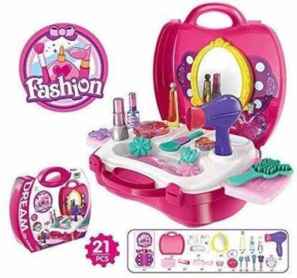 TITIRANGI Makeup toy Set For Children Girls Pretend Play Make up Kit Gift Great For Little Girls Kids Include 22 Pcs Beauty Salon Toys Make up Box Present.(set of 1, multicolor)