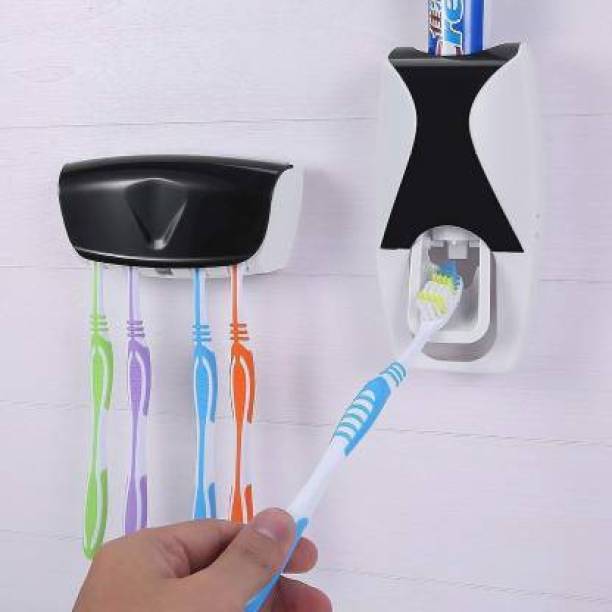 Ultrazon Toothbrush Holder with Cover Automatic Toothpaste Dispenser Set Dustproof Toothbrush Sanitizer