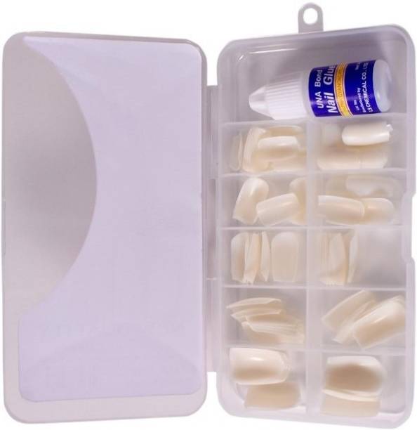 UniTale Shining 100 Pcs Best French Artificial Fake Nails Nail art Nail Extension With 1 Pcs Glue White