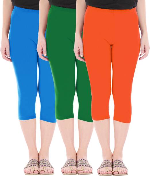 BEFLI Capri Leggings Women Blue, Green, Orange Capri