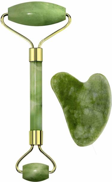 DEVKI Jade Roller and Gua Sha Set Jade Roller & Gua Sha Skin Scraper – Natural Facial Set with Facial Stone and Roller for Firming Face, 100% Natural Jade Stone Face Roller Anti-Aging, Puffy Eyes Massager, Neck, Anti Wrinkle Massager (Green) Jade Roller and Gua Sha Set Jade Roller & Gua Sha Skin Scraper – Natural Facial Set with Facial Stone and Roller for Firming Face, 100% Natural Jade Stone Face Roller Anti-Aging, Puffy Eyes Massager, Neck, Anti Wrinkle Massager (Green) Massager