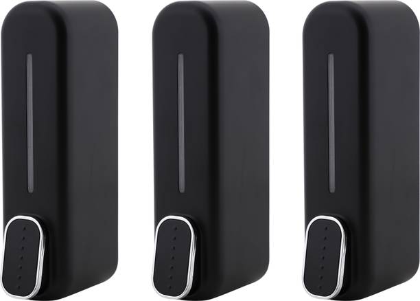 KKD Hand Soap Dispenser Wall Mounted Black 300ml Liquid Shampoo Shower Container ABS Soap Holder for Bathroom Washroom (Pack of 3) 300 ml Gel, Liquid, Lotion, Conditioner, Soap Dispenser