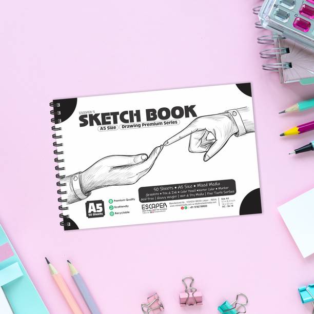 ESCAPER Hands Theme Sketch Book (A5 Size - 100 Pages) | Sketch Pad