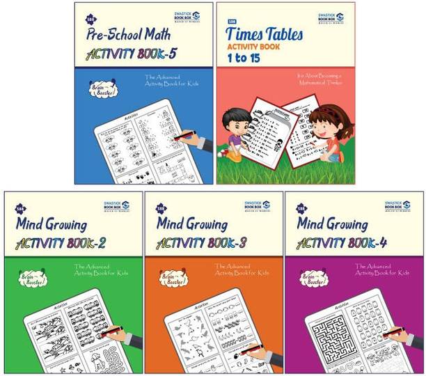 SBB Kindergarten Activity Book Box [Set of 5 Books] [Maize, Pattern Matching, Clock-Puzzle, Play with Alphabets, Search Word, Object Recognition & Math Activity]