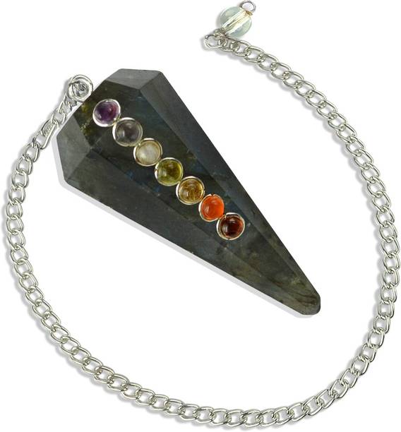 REIKI CRYSTAL PRODUCTS Labradorite Dowser 7 Chakra Pendulum 6 / Six Faceted Crystal Stone Dowser Pendulum Dowsing for Healing Gemstones Decorative Showpiece  -  4 cm