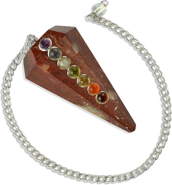REIKI CRYSTAL PRODUCTS Red Jasper Dowser 7 Chakra Pendulum 6 / Six Faceted Crystal Stone Dowser Pendulum Dowsing for Healing Gemstones Decorative Showpiece  -  4 cm