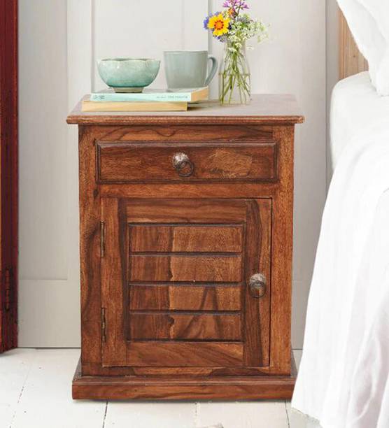 DRYLC FURNITURE Solid Sheesham Wood Side Table With Door/ Drawer/ Shelf Storage For Bedroom || Solid Wood Bedside Table