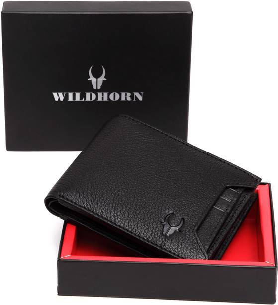 Men Casual, Formal, Travel Black Genuine Leather RFID  Wallet - Mini