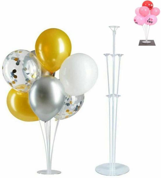 Smartcraft Solid Balloon Stand, Set of Clear Table Desktop Balloon Holder with 7 Balloon Sticks, 7 Balloon Cups and 1 Balloon Base for Birthday | Wedding Party, Holidays, Anniversary Decorations Balloon
