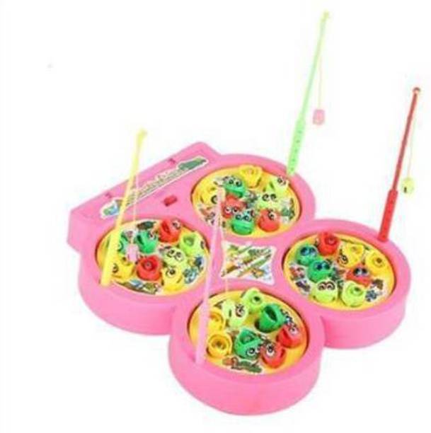 VRUX Fish Catching Game with Sound, Include 32 Pieces Fishes and 4 Fishing Rod, Musical Fishing Games for Kids Party & Fun Board Game
