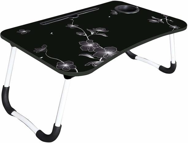 BBD Kitchen Shop Laptop table Wood Portable Laptop Table Finish Color Black Flower, Pre Assembled Solid Wood Study Table