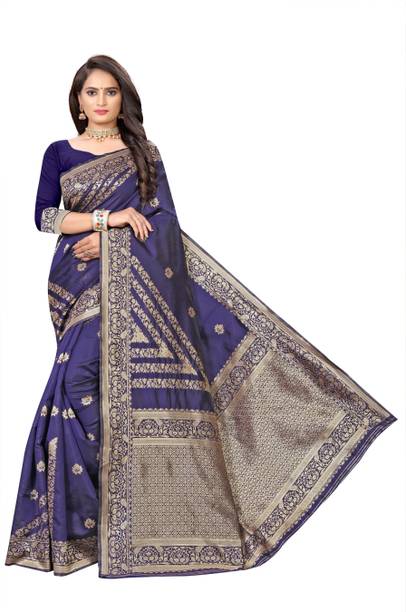 Woven Banarasi Cotton Silk, Silk Blend Saree