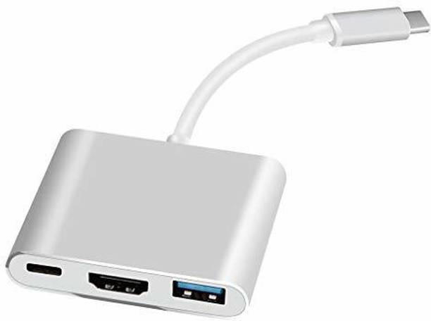 KUVERA Type C USB to HDMI 3 IN 1,USB 3.0 and USB C Type Female Port Adapter. Media Streaming Device