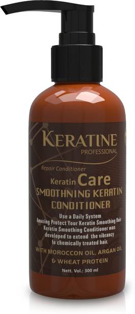 KERATINE PROFESSIONAL Keratin Care Smoothening Keratin Conditioner | Collagen with Moroccan Oil, Argon Oil & Wheat Protein for Curly Wavy & Straight Hair