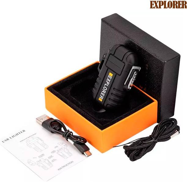 Black Camel ™Dual Arc Lighter Double Arc Plasma USB Lighter Rechargeable Flameless Waterproof Stormproof Windproof Mini Electric Lighter for Cigar Candle Cigarette Pipe Sport Outdoor Explorer Double Arc Waterproof Lighter Cigarette Lighter