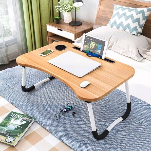 KAIZONE Smart Multi-Purpose Laptop Table with Dock Stand and Coffee Cup Holder Wood Portable Laptop Table