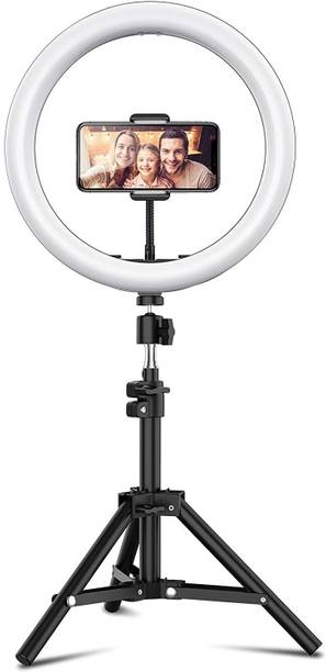 Wrapo 10-inch Camera LED Ring Light with Tripod Stand and Double Phone Holders Compatible with All Smartphones for Streaming, Makeup, Selfie Photography Tripod