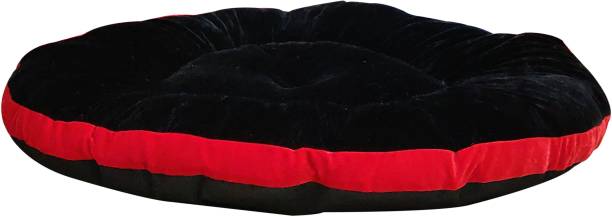 Hiputee Super Soft Velvet Round Black-Red Dog/Cat Bed/Cushion/Seat Small S Pet Bed