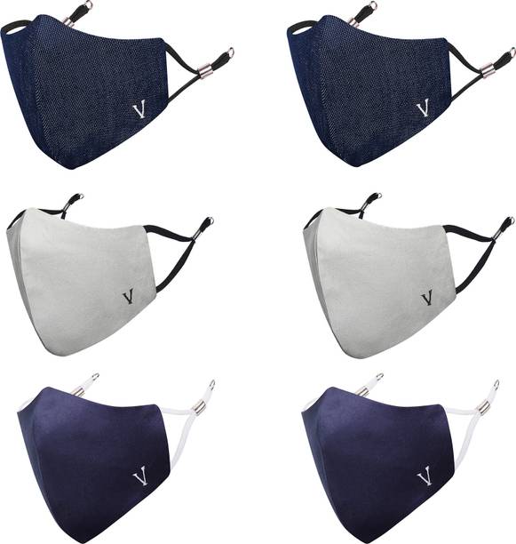 MASQ Anti-Pollution, Anti-Bacterial (BFE>99%) Alphabet 4 Layer Embroidered, Designer, Fashionable, Protective, 100% Cotton, N-95 Cloth Face Mask Combo for Unisex, Men, Women, Boys, Girls with Size Adjustable Ear Loops Alphabet_Combo_V_06 Reusable, Washable Cloth Mask