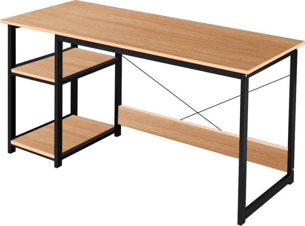 KAWACHI Computer Desk 47" Home Office Writing Table with 2-Tier Reversible Storage Shelves Engineered Wood Office Table