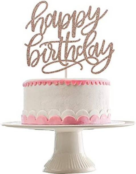 Glitter Happy Birthday Cake Topper Gold Silver Pink Blue Au Seller Fast Postage
