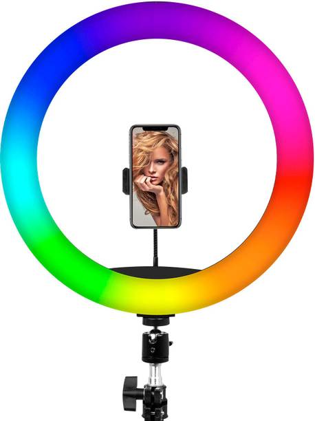 Webilla 10" Selfie RGB LED Ring Light Dimmable with 21 Colours and Shutter for Live Stream for YouTube, Makeup, Photography, Video Shooting, Light for Reels, Vigo, Studio Lighting, taka Tak Videos (Without Tripod) Ring Flash