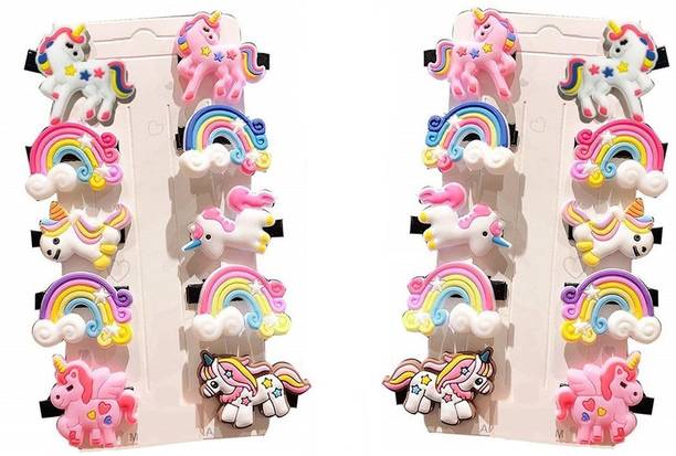 Giftshub Set of 20 Rainbow Unicorn Multicolor Stylist fancy Hair Clips Set For Babies, Kids,Toddler Girls Hair Clip