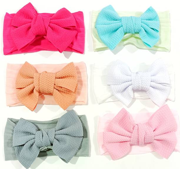 HOMEMATES multi-coloured baby girl kids hairband headbands elastic hair accessory set 6 PCS with gift box-pink Head Band